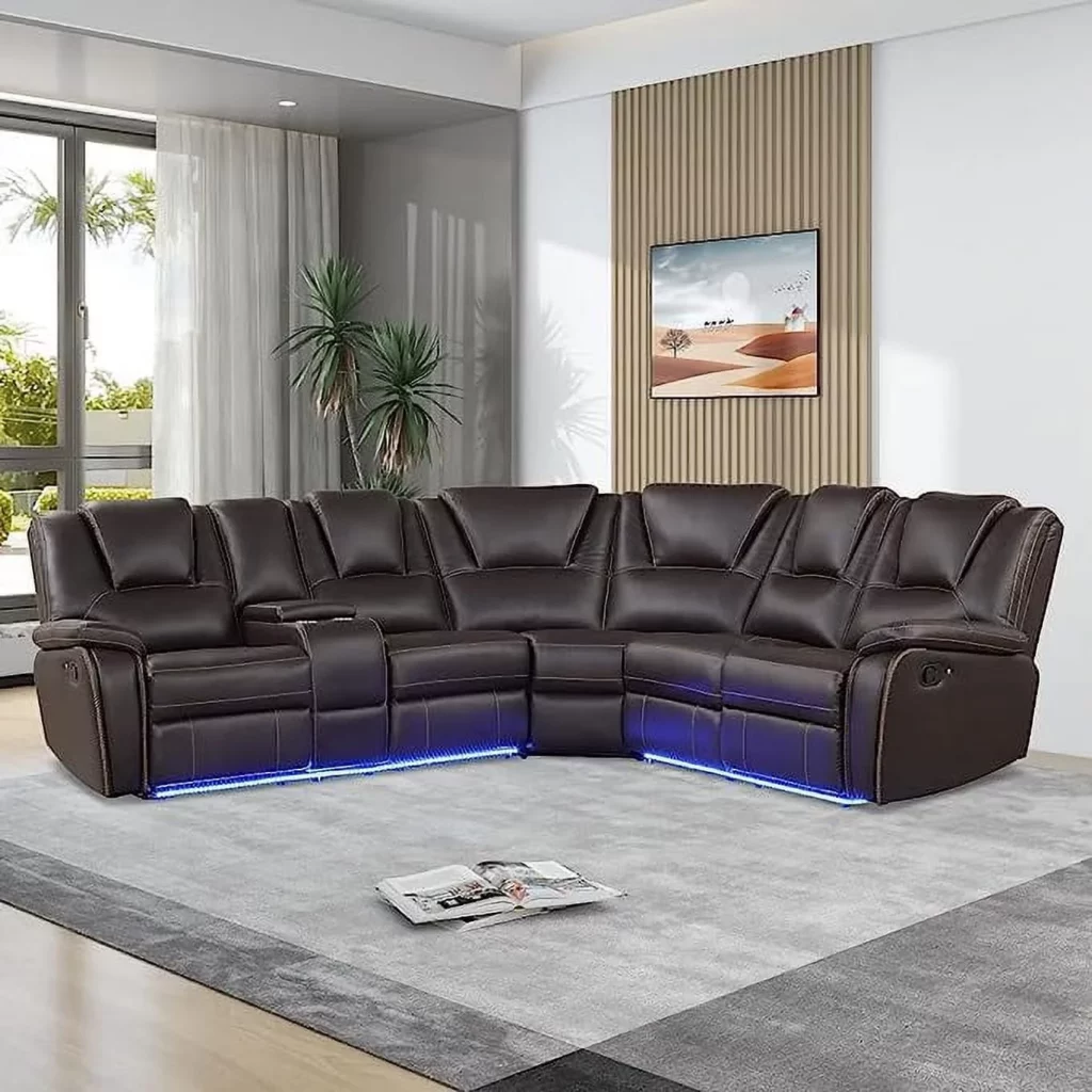 best leather reclining sectional 